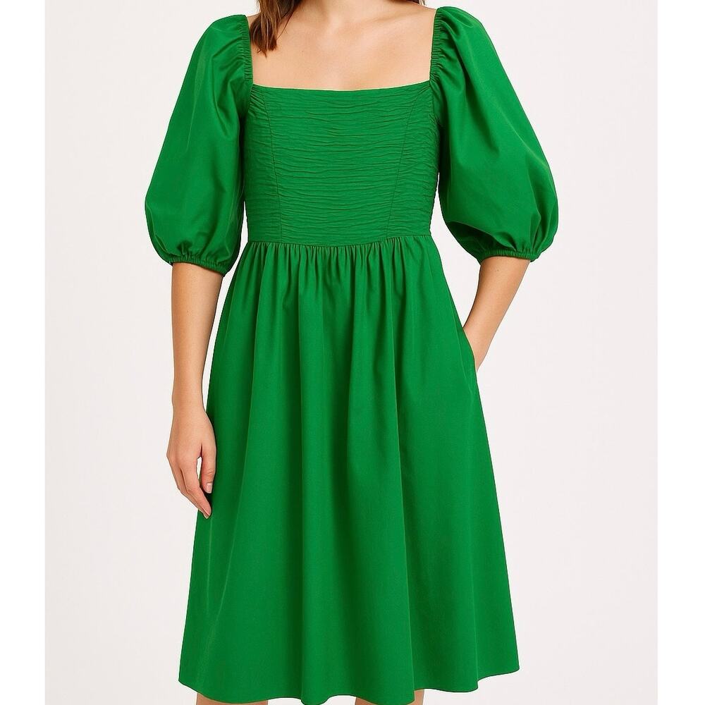 Flying Tomato Green Puff Sleeve Dress